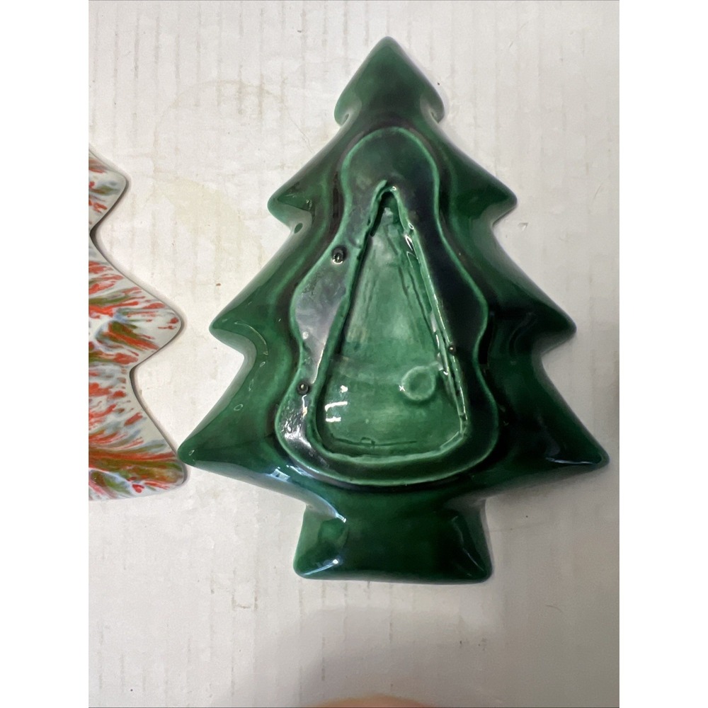 Vtg. 3 PCs Nesting Ceramic Splatter Speckle Christmas Tree Candy Trinket Dishes - Picture 4 of 8
